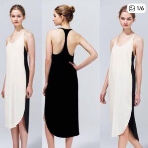 Aritzia Wilfred Colonne Racerback Midi Scoop Black and Cream Dress